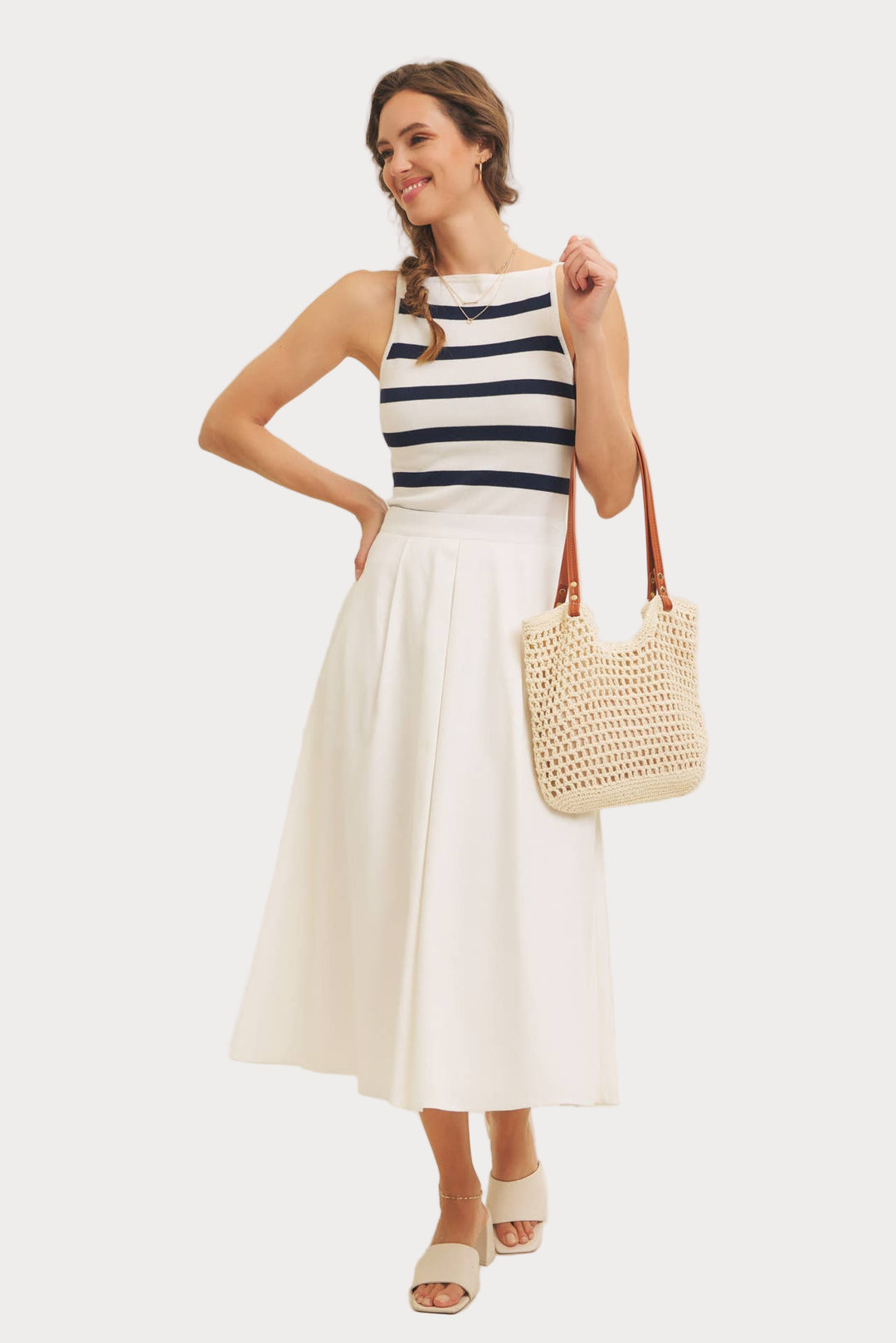 Striped Sweater Tank | Navy & White Breton Stripe Knit Top