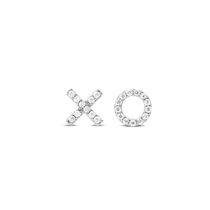 Mismatched XO Studs in Sterling Silver and Rose Gold