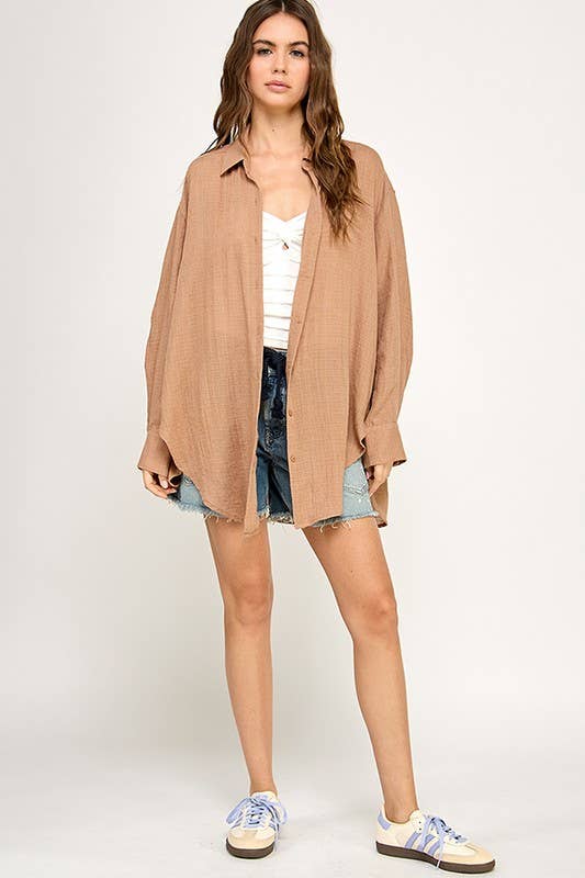 WASHED SUPER SOFT SEE THROUGH BUTTON DOWN SHIRTS