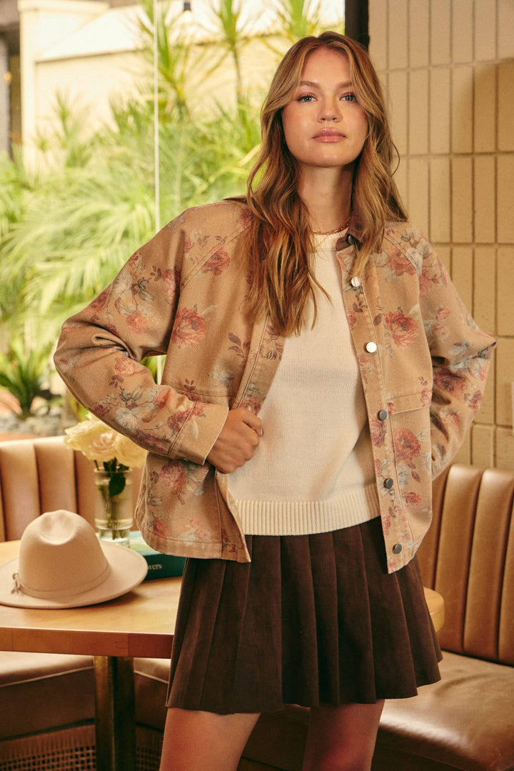 Wild Rose Vintage Floral Twill Jacket