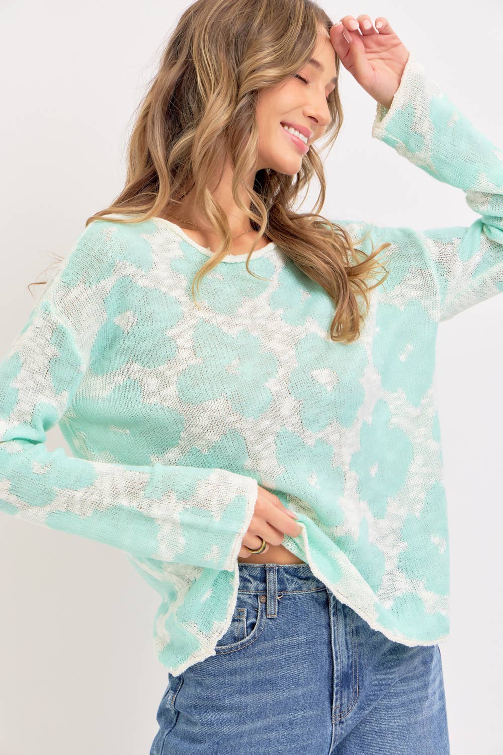 Casual Lightweight Flower Knit Top