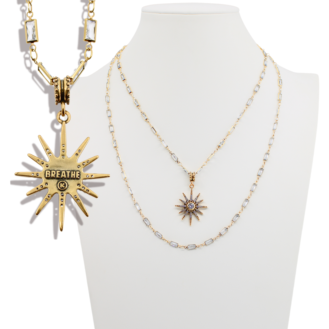 Breathe Crystal Starburst Station Chain Necklace