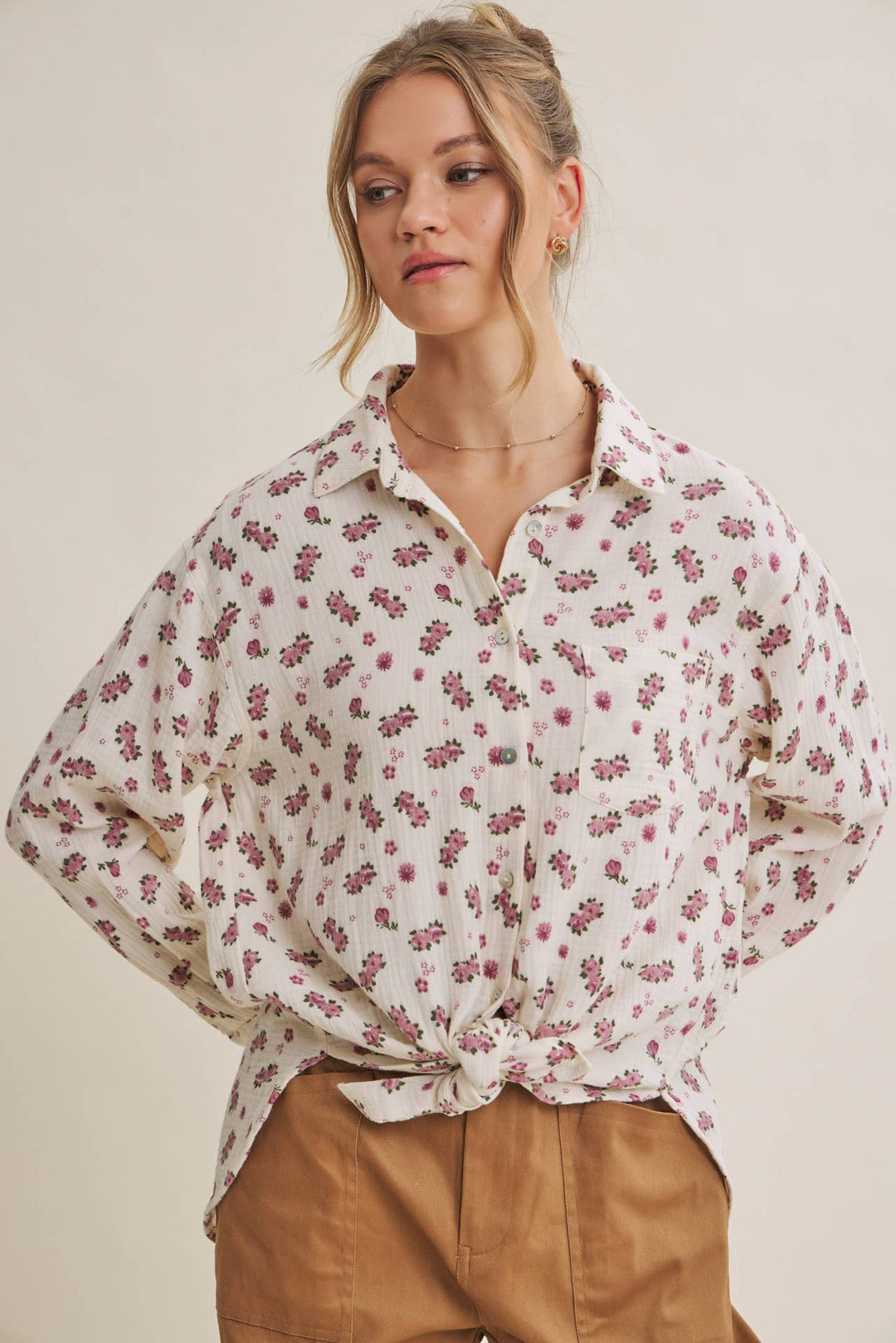 Floral Cotton Gauze Button-Up – Effortless Everyday Style