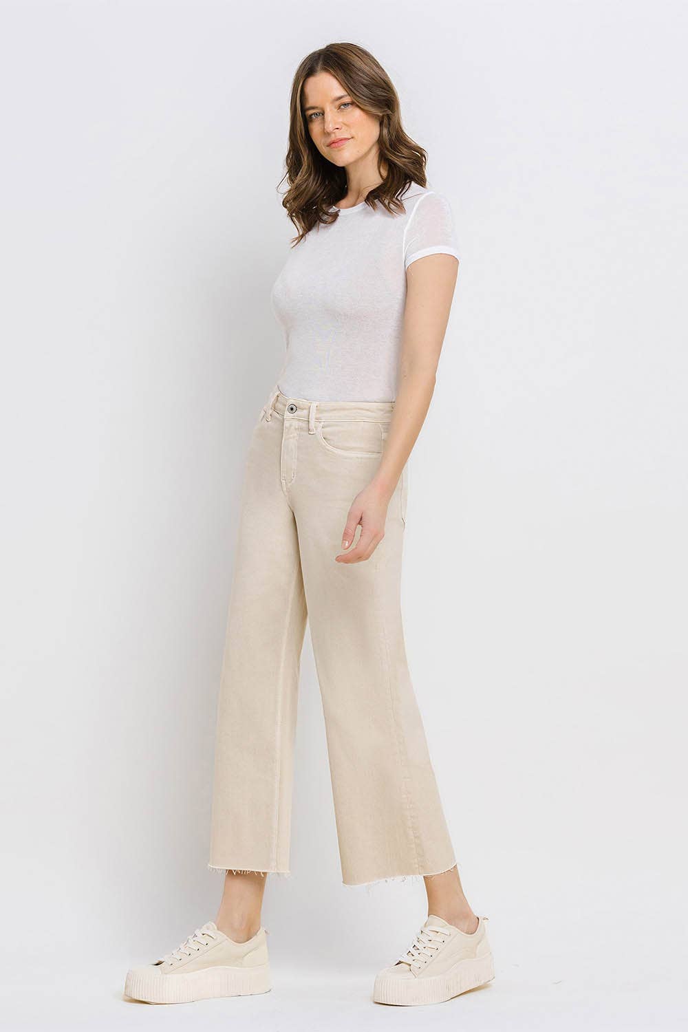 White Swan - High Rise Crop Wide Leg Jeans