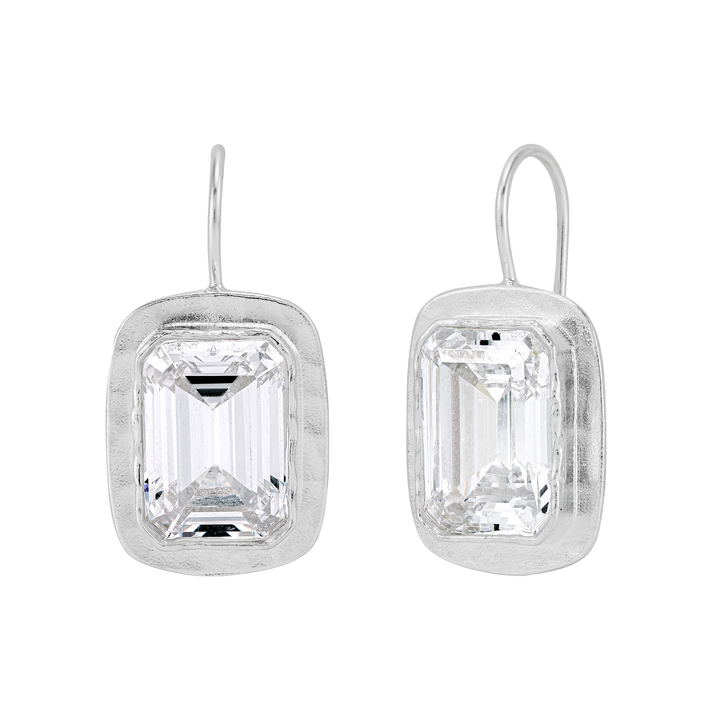 'Moments to Shine' Silver White CZ Drop Earrings