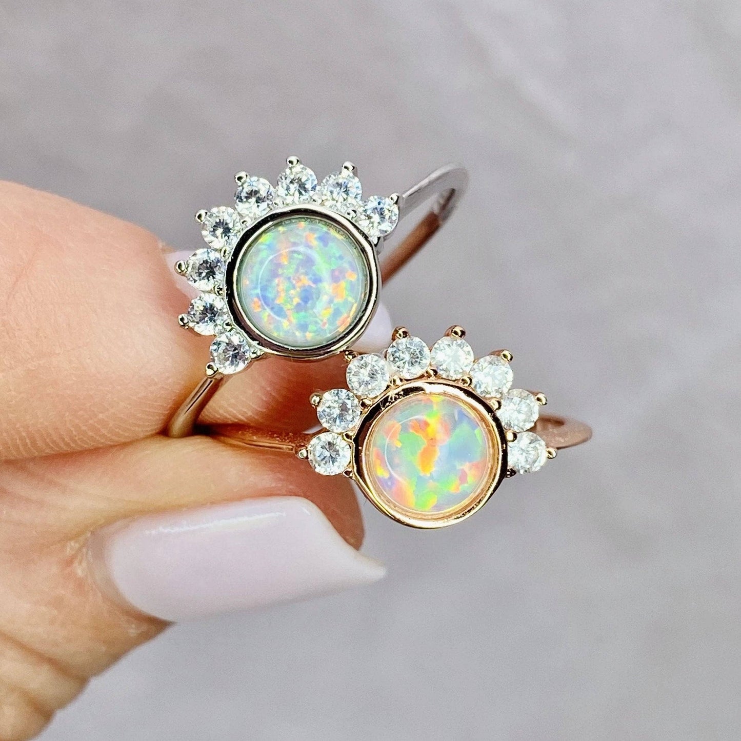 Lois Ring in White Opal