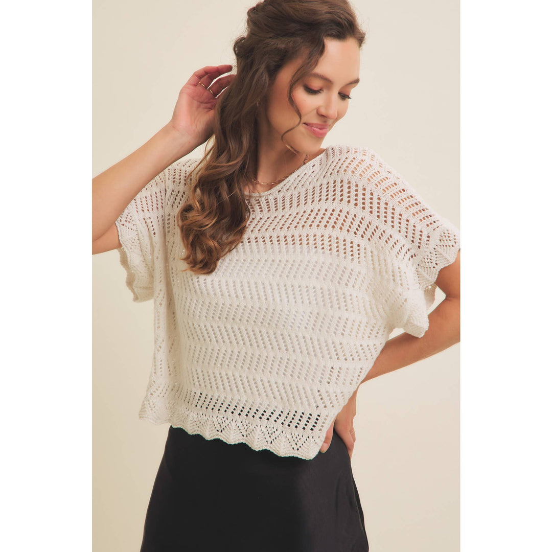 Crochet Sweater w/ Scallop Edge
