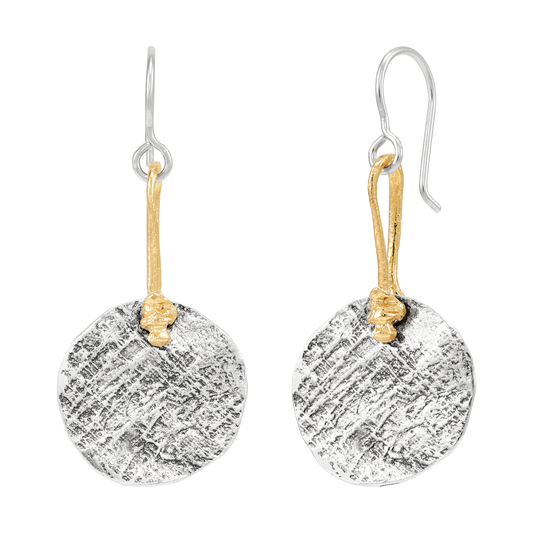 'Mastermind' Silver with 14K Gold Plating Earrings