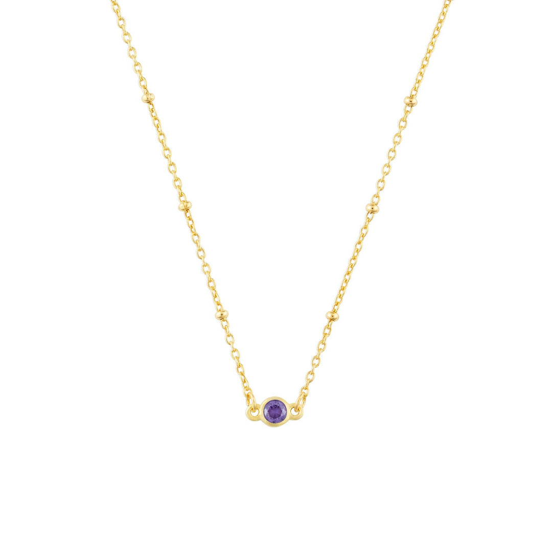 FEBRUARY BIRTHSTONE NECKLACE GOLD