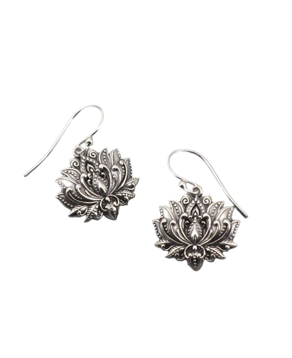 Blooming Sterling Silver Lotus Earrings