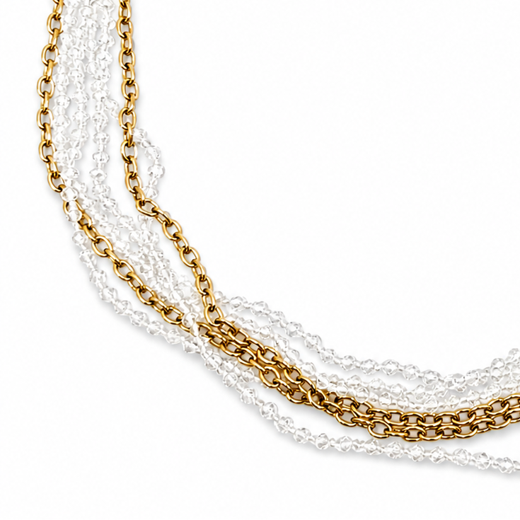 Multistrand Beaded & Chain Layering Necklace
