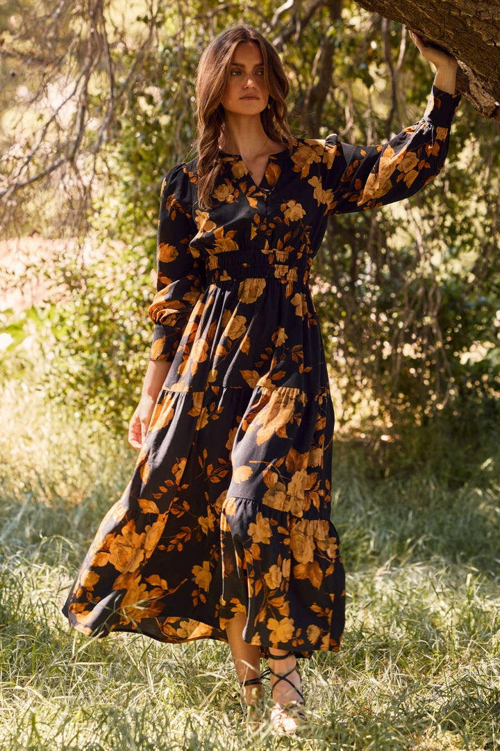 Autumn Bloom Plus Size Maxi Dress – Effortless Boho Elegance
