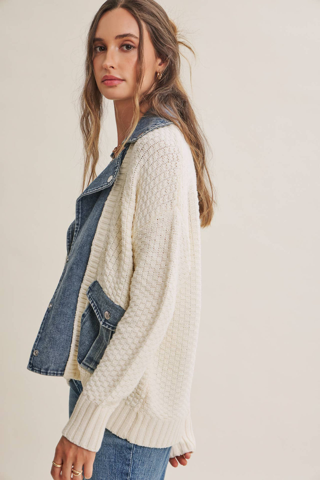 The Blake Mixed Media Denim Cardigan