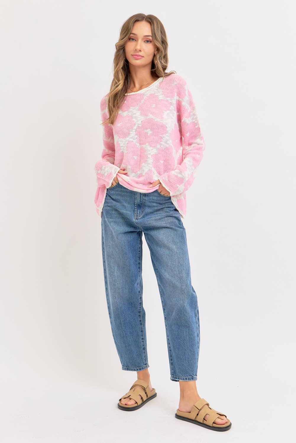 Casual Lightweight Flower Knit Top