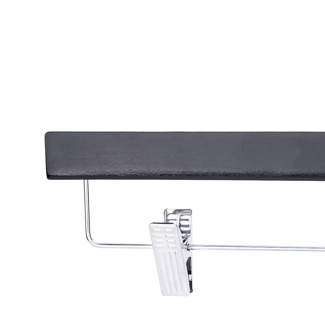 14" Black Wood Skirt and Pants Hangers - Case of 50