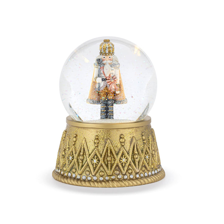 Nutcracker Snow Globe – Silver & Gold Lighted Holiday Keepsake