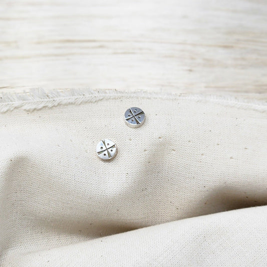 Hand Stamped Stud Earrings - X Design w/ 4 dots