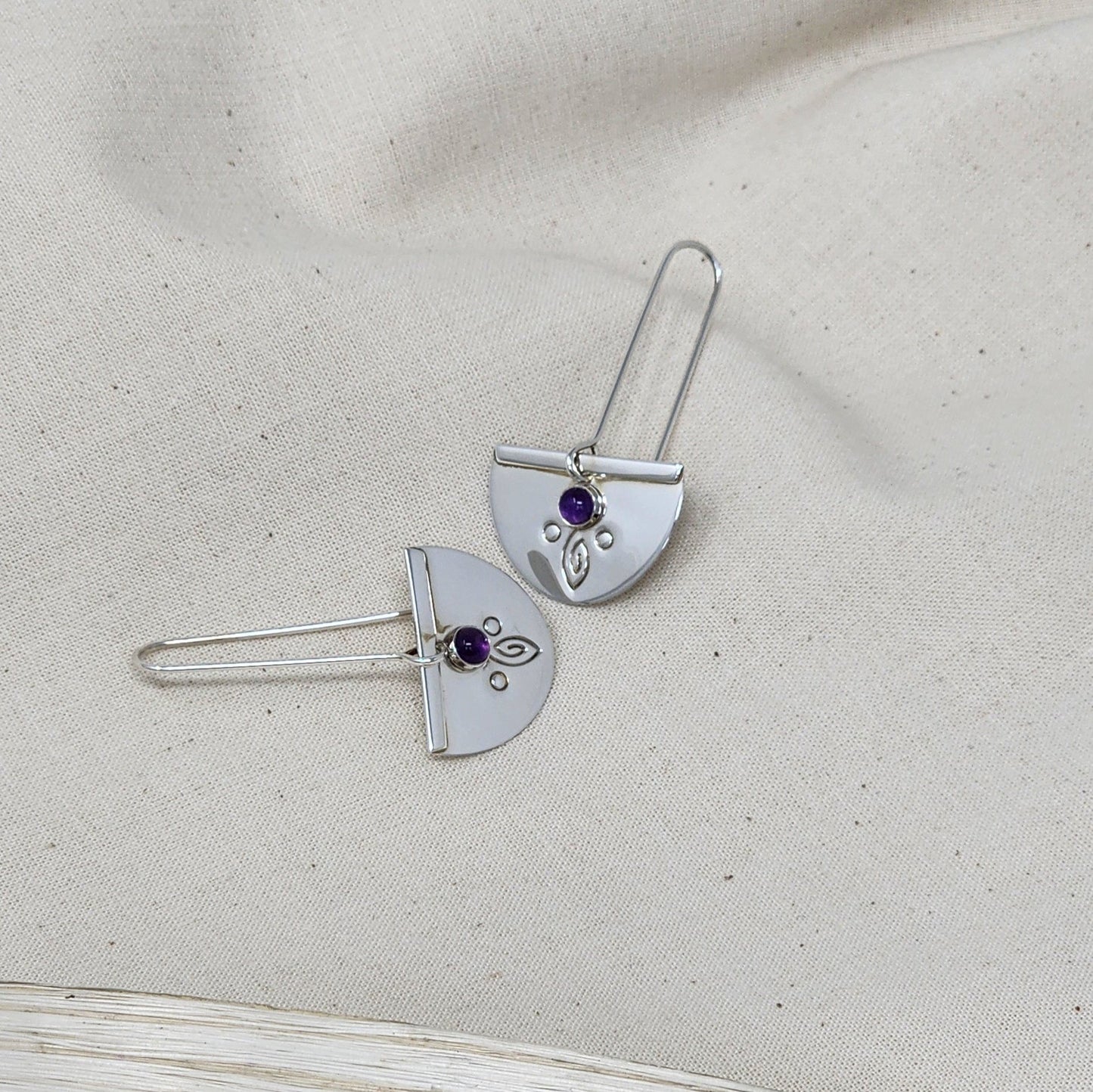 Half Moon Drop Earring w/ Amethyst