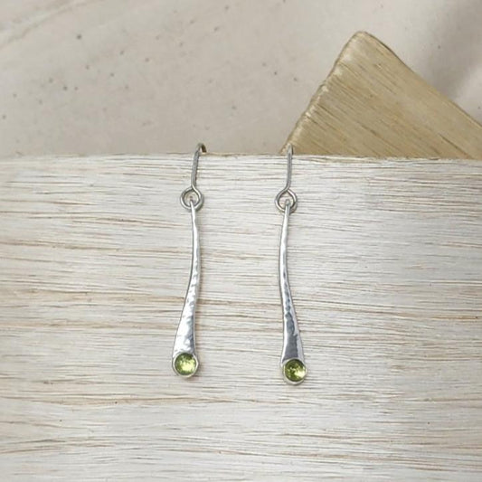 Curved Stem Dangle Earring w/ Peridot