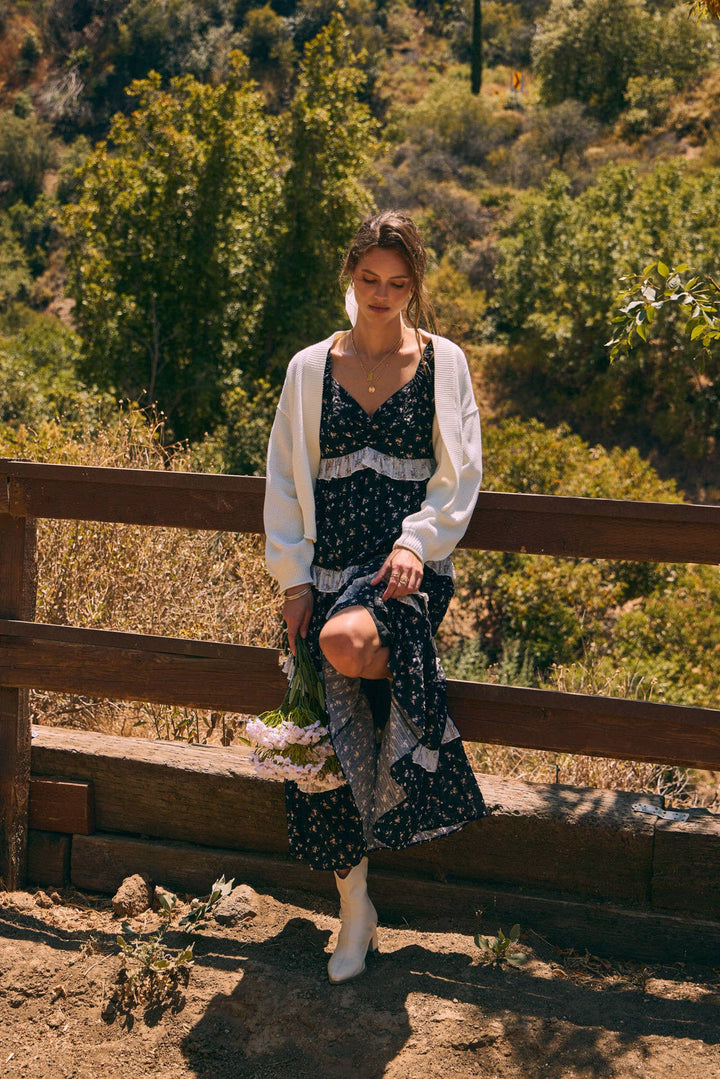 Waffle Knit Balloon Sleeve Cardigan | Cropped Sweater