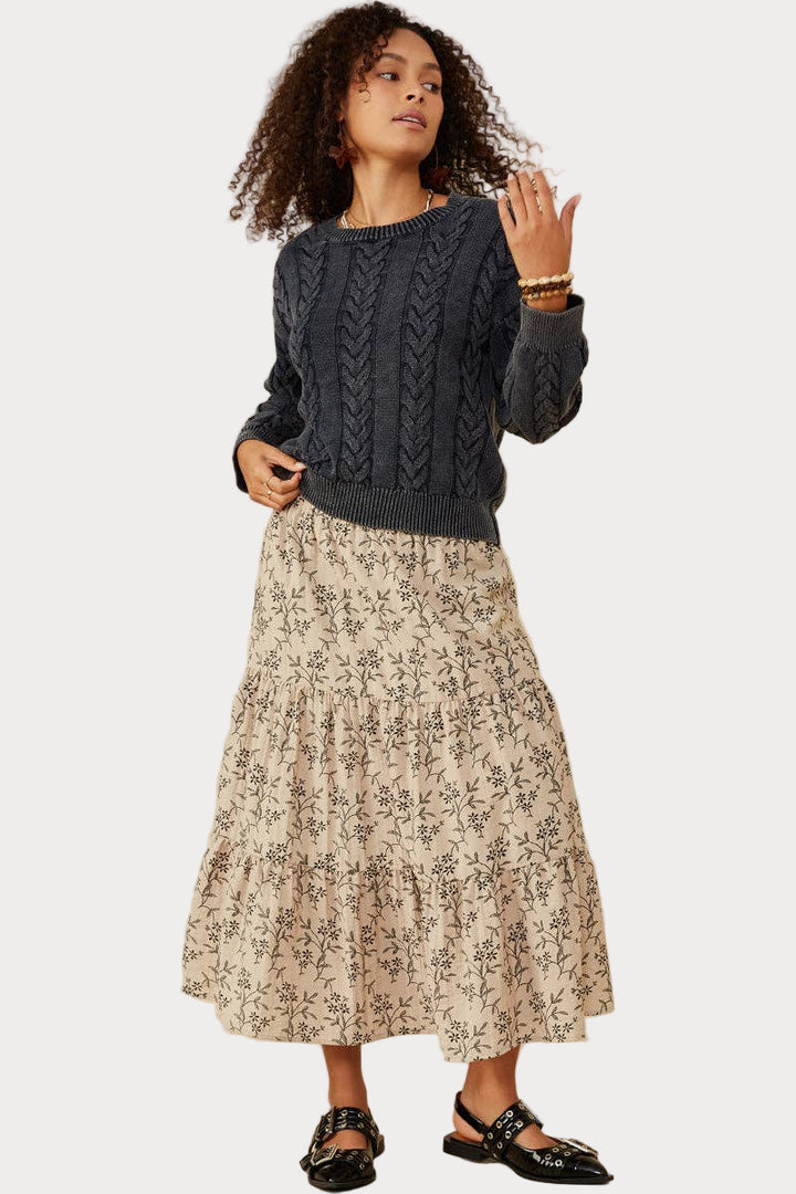 Cable Knit Washed Pullover Sweater – Effortless Comfort