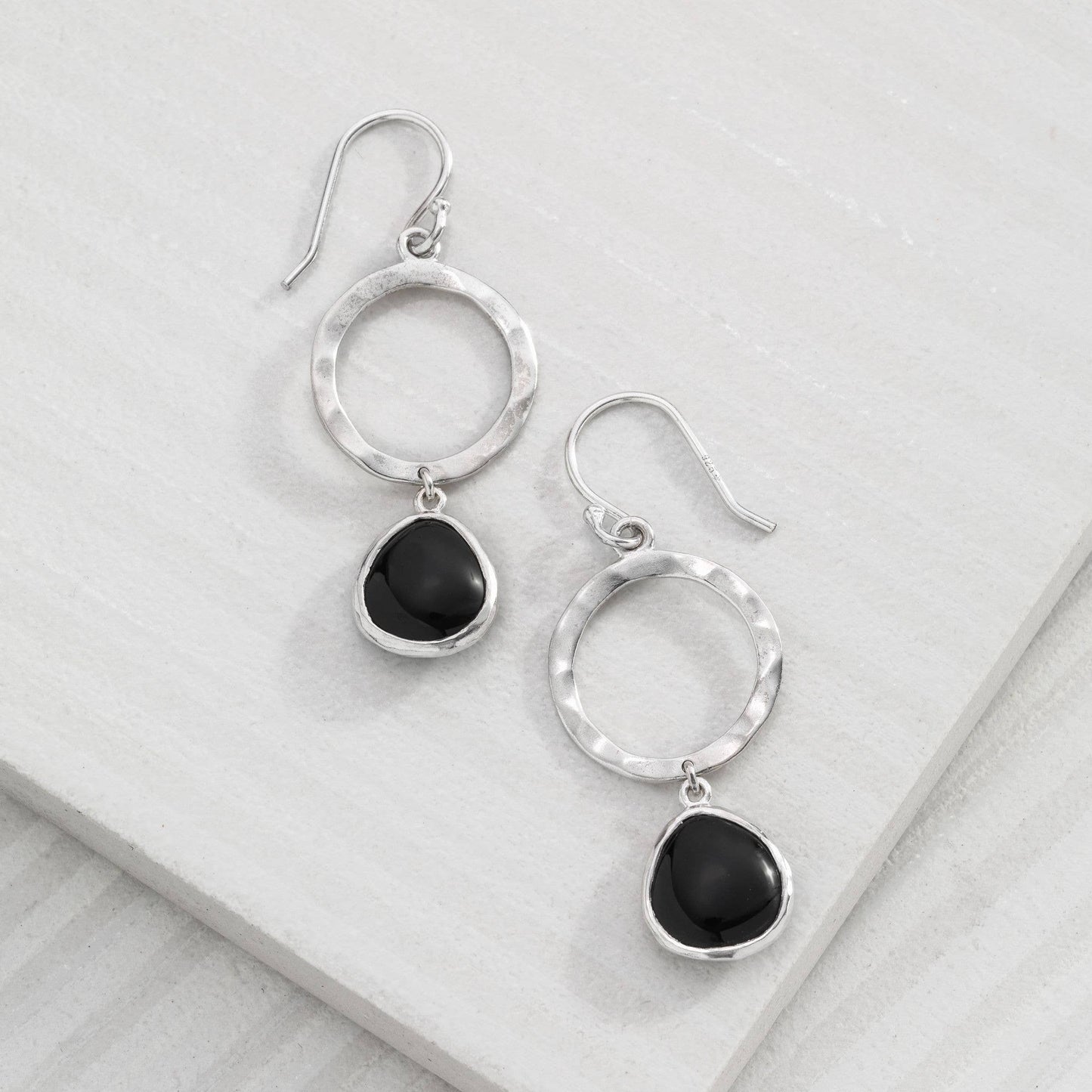 Silpada Dark Halo Drop Earring, Natural Black Agate & Silver