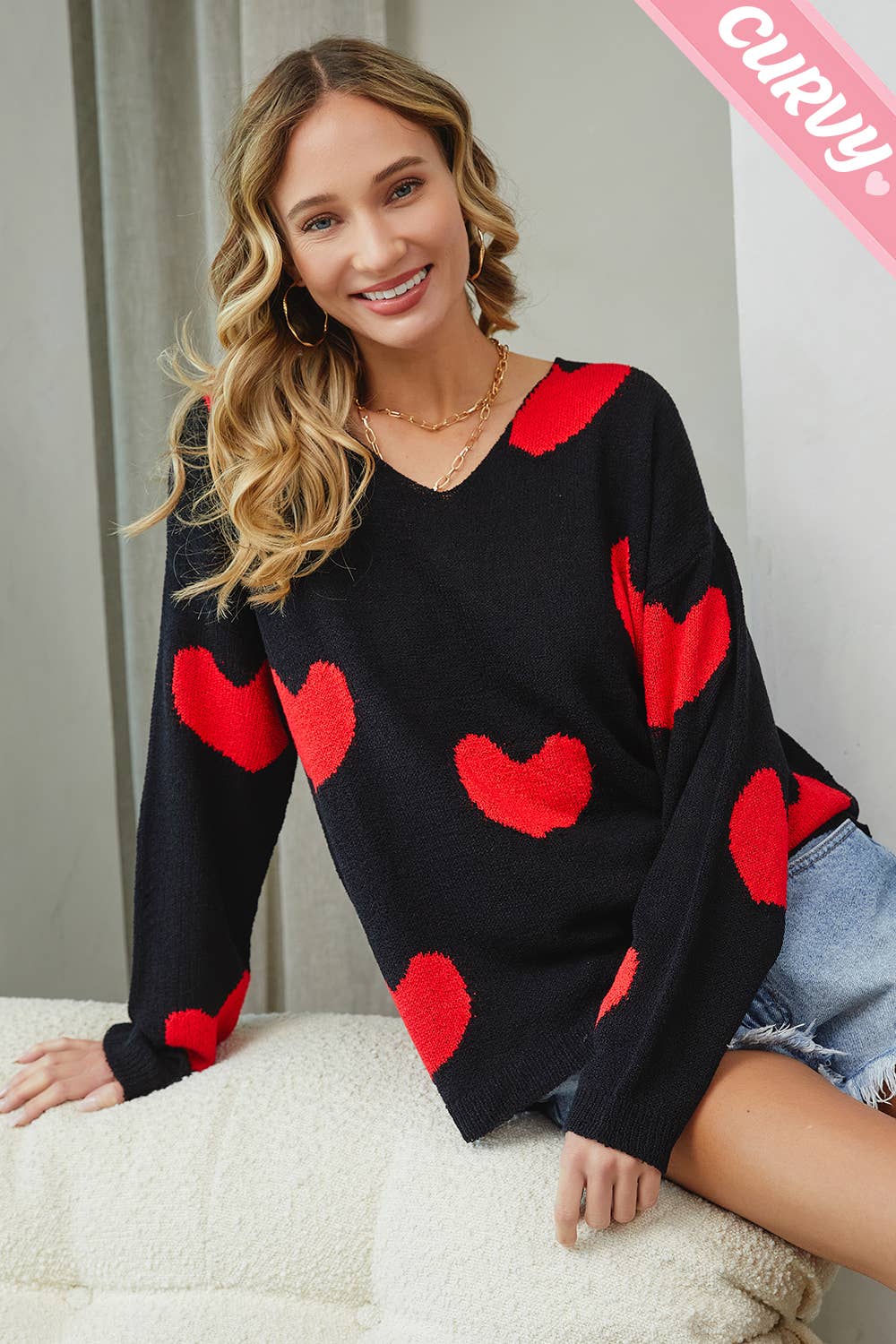 Heart Sweater - Plus Size