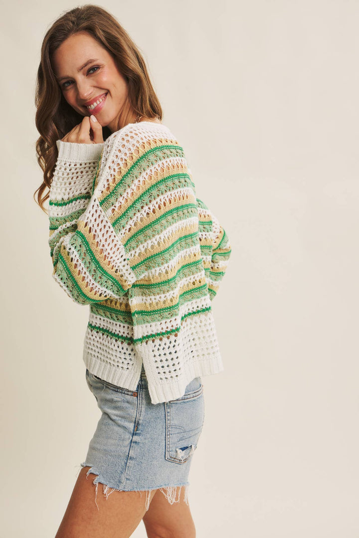 Bright Multi Stripe Crochet Top