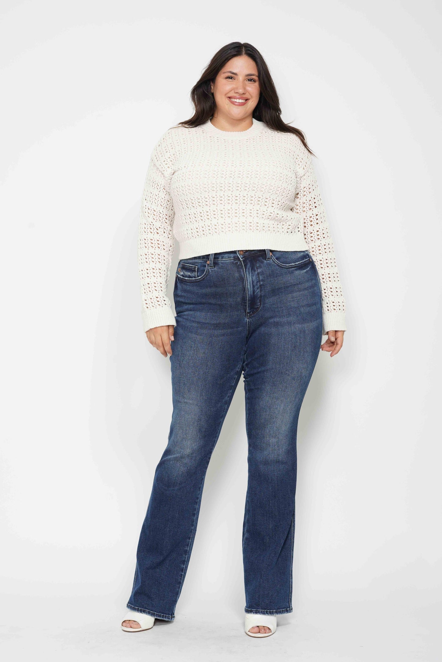 Plus - HW Tummy Control Back Pkt Embroidered Bootcut