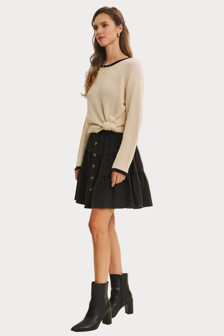 Contrast Trim Crewneck Sweater
