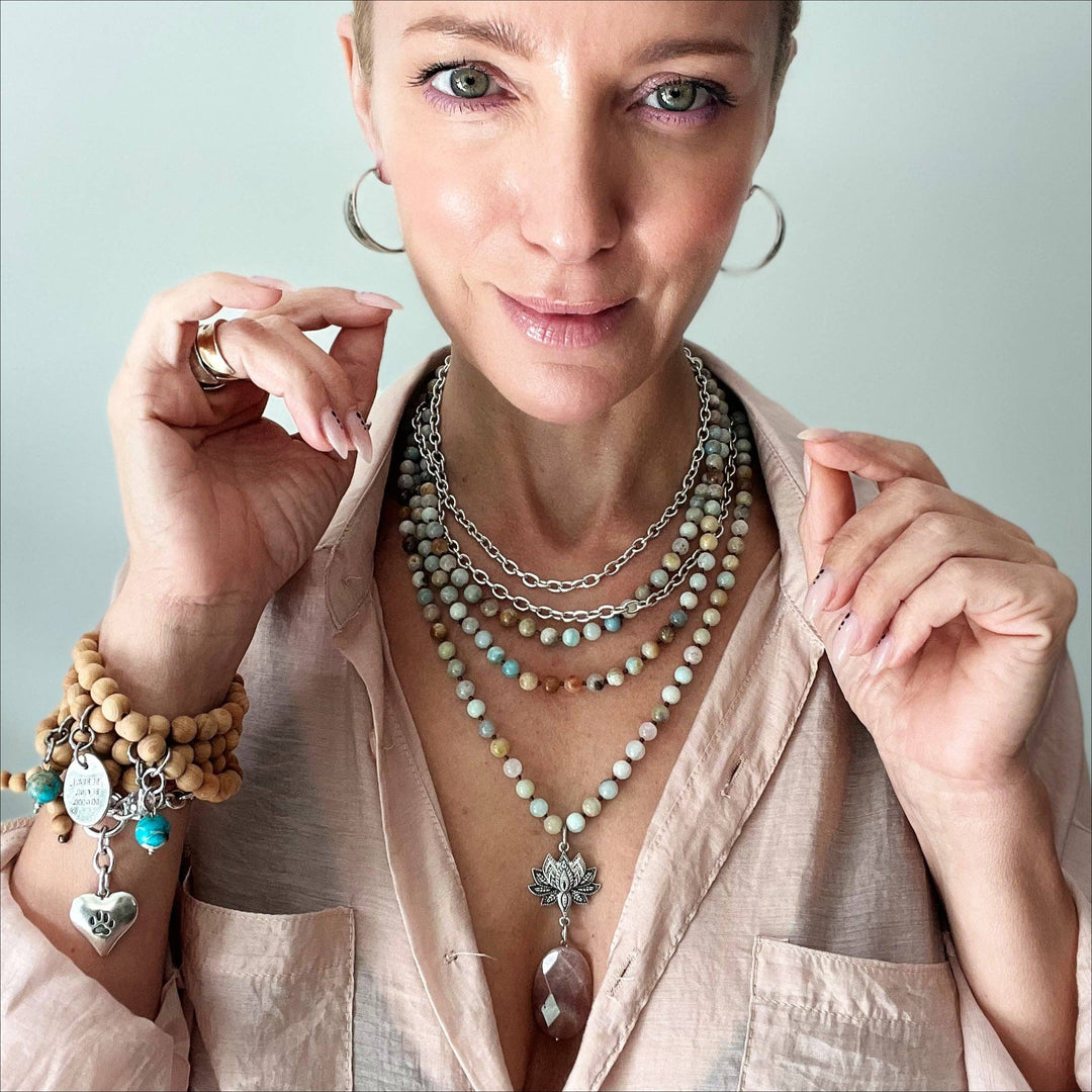 Have Faith Lotus Amazonite & Peach Quartz Necklace