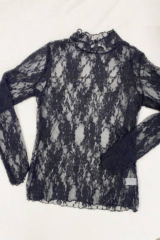 Floral Print Lace Long Sleeve Top