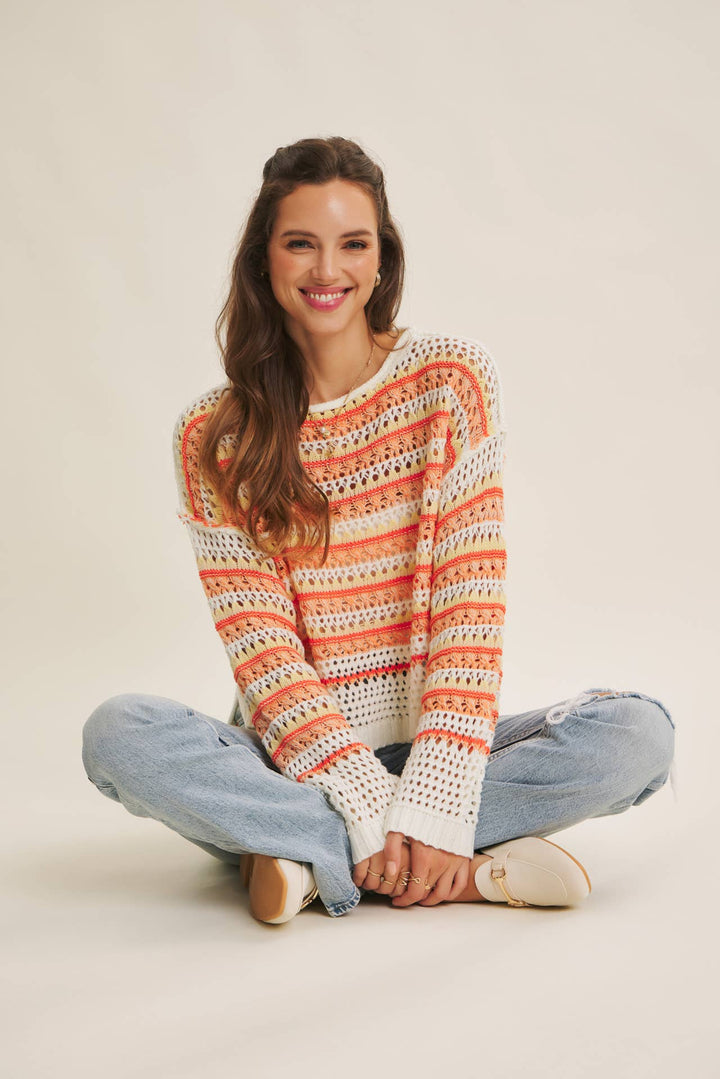 Bright Multi Stripe Crochet Top