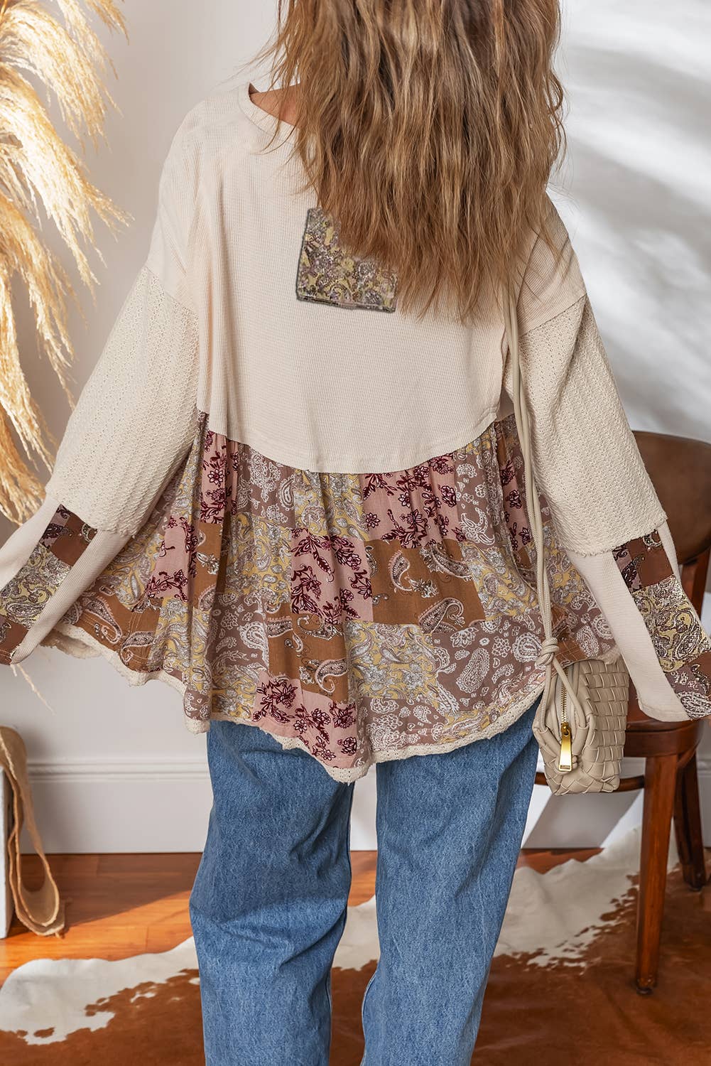 Paisley Print Loose Fit Long Sleeve Top | S-XL