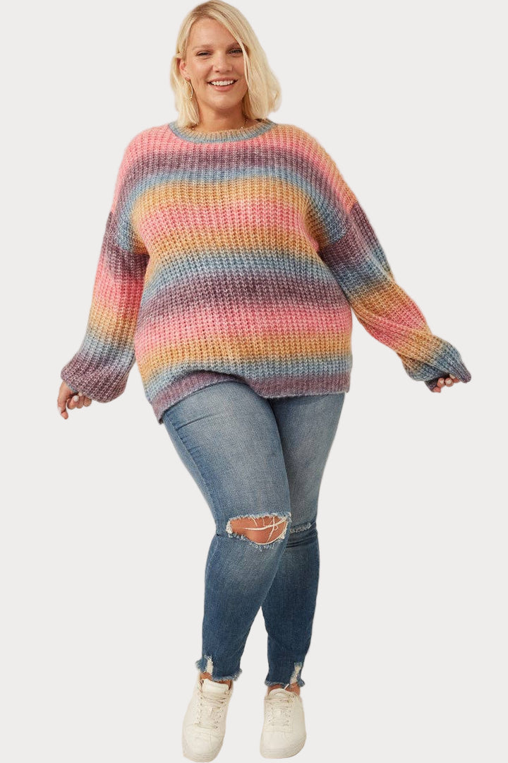Ombre Striped Chunky Knit Sweater – Cozy Layers