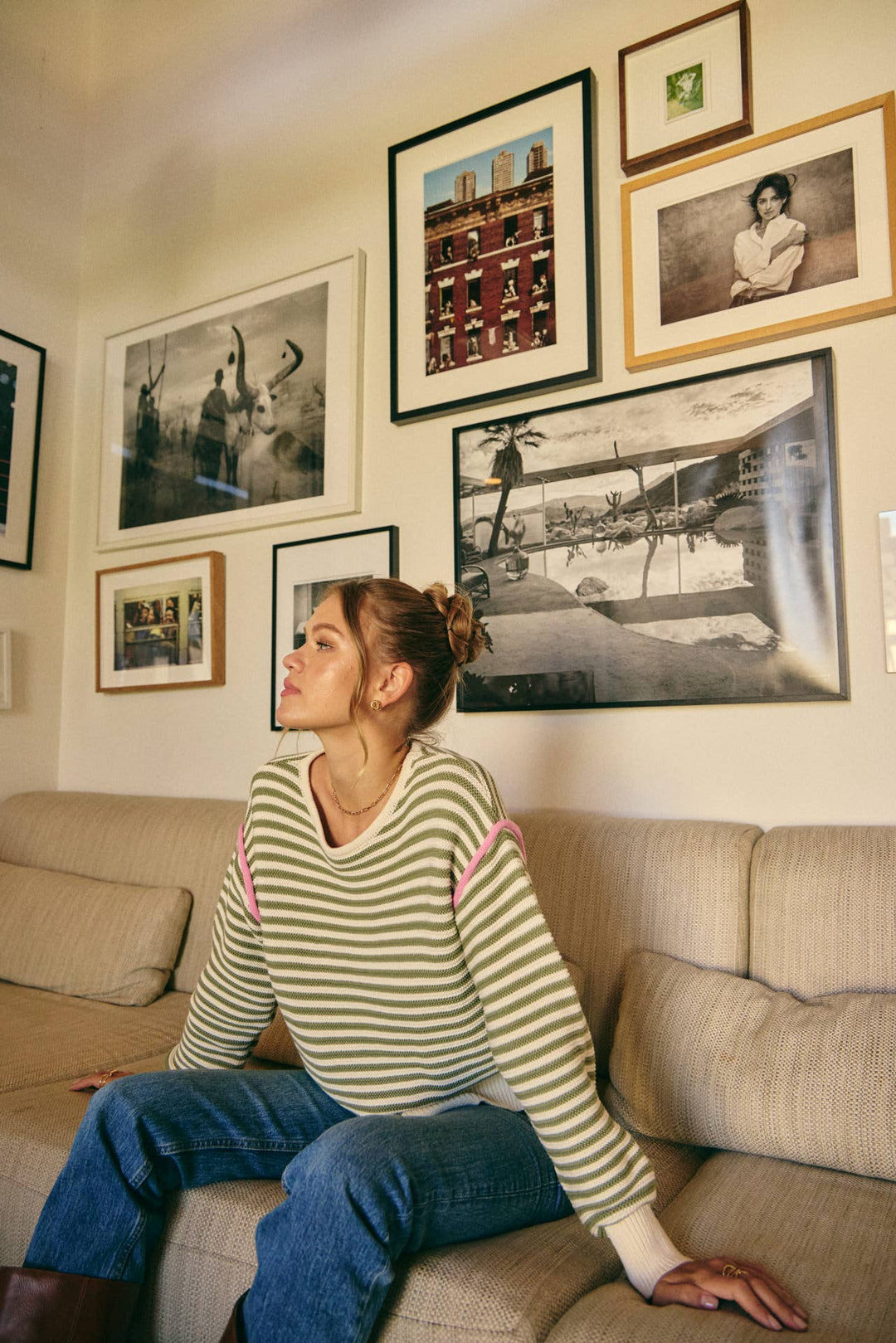 The Harper Contrast Stripe Cotton Sweater