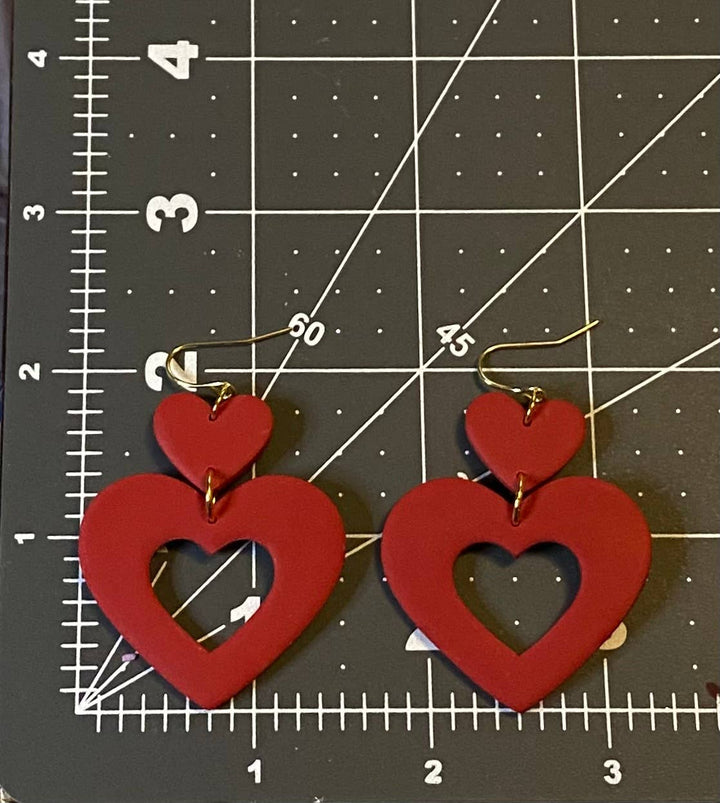 Heart Dangles Clay Earrings