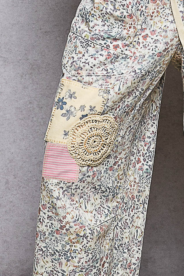 Floral Patchwork Twill Pants