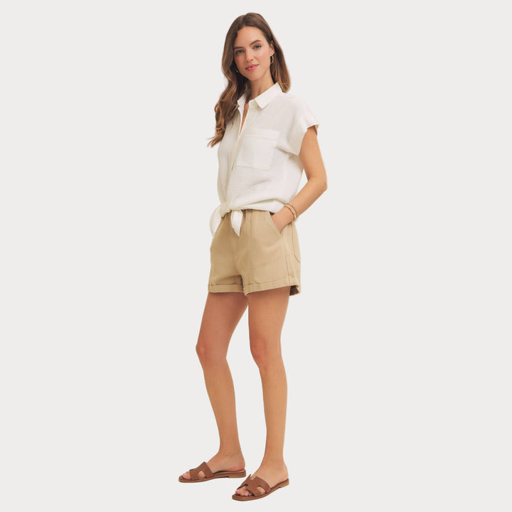Mineral Washed Gauze Button Down