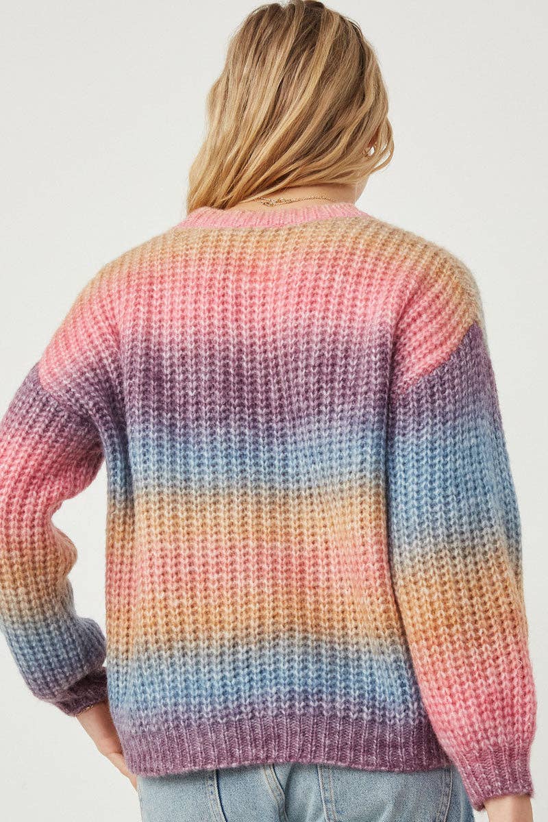Ombre Striped Chunky Knit Sweater – Cozy Layers