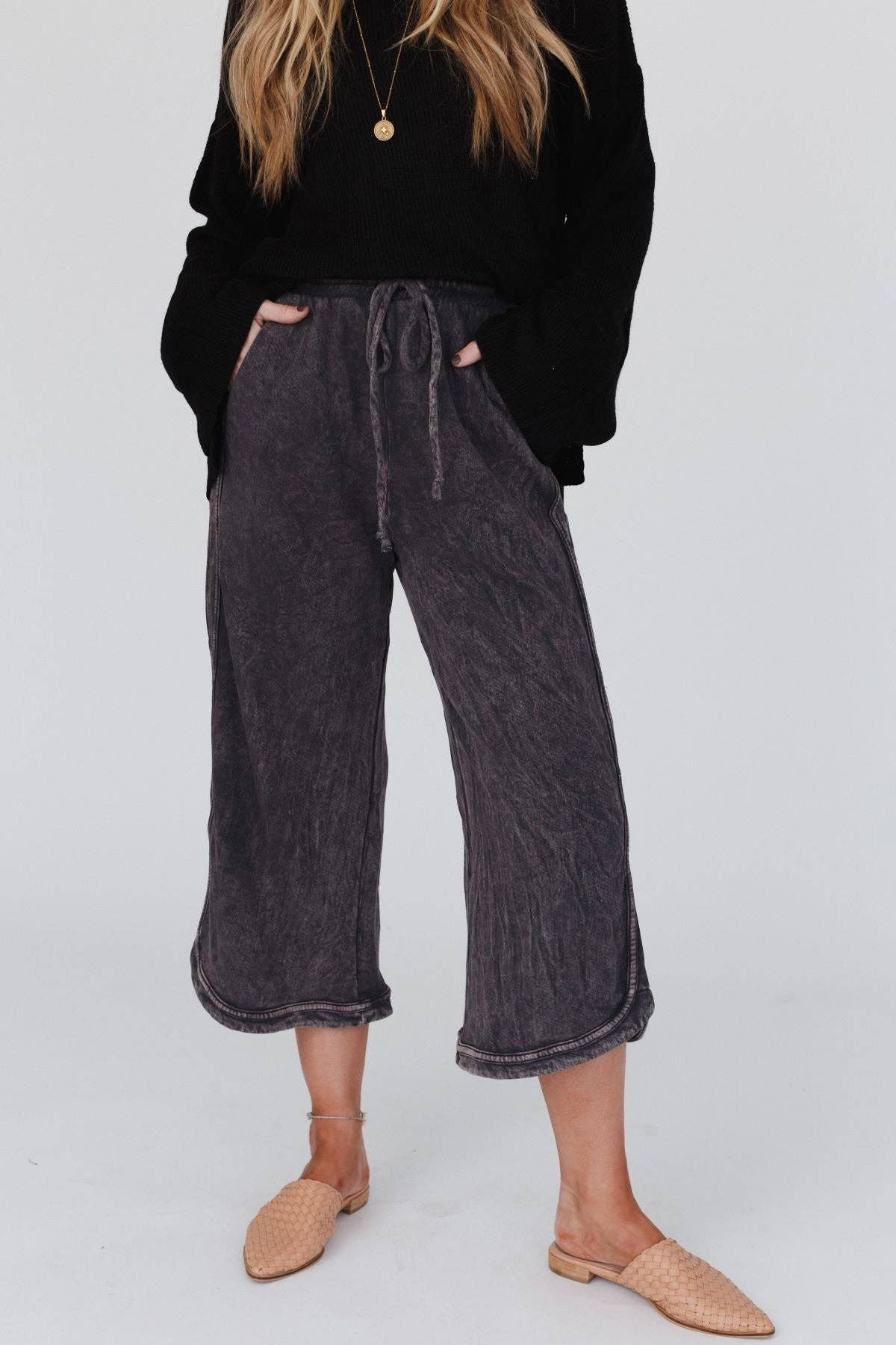 So Comfy Wide Leg Pant Petite Length - New Charcoal