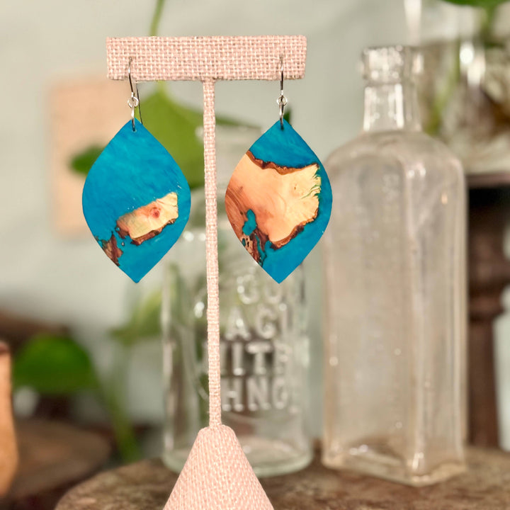 Artisan Wood & Resin Drop Earrings