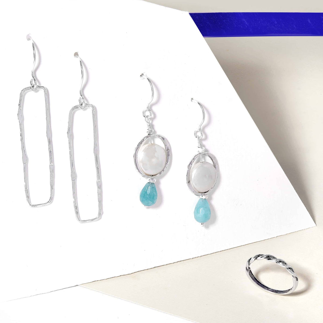 'Balancing Act' Hammered Sterling Silver Earring