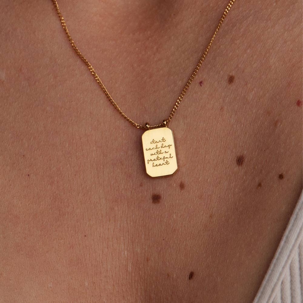 Start Day With Grateful Heart - 18k Gold-Dipped Pendant