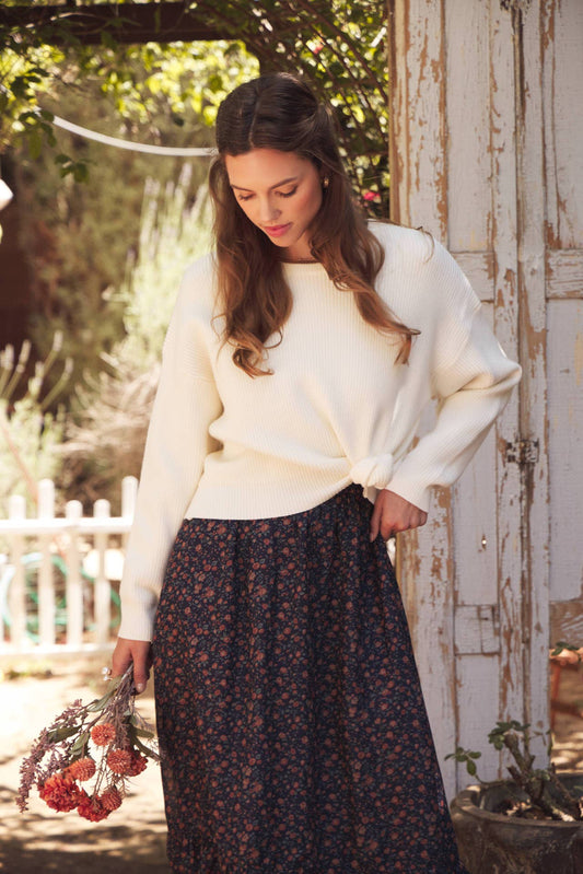 Bow Back Sweater | Dolman Sleeve Knit with Satin Tie