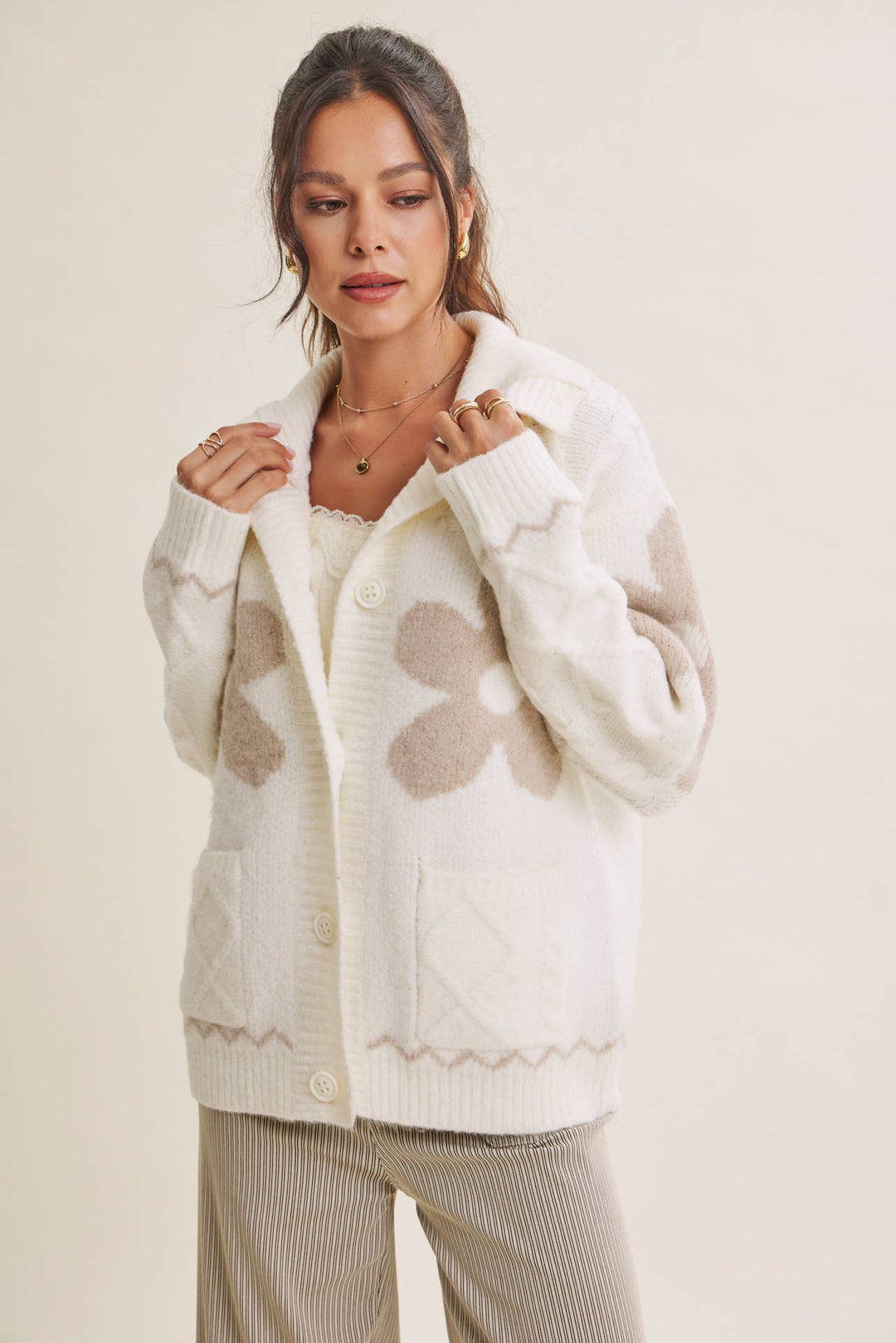 The Camille Floral Intarsia Cardigan