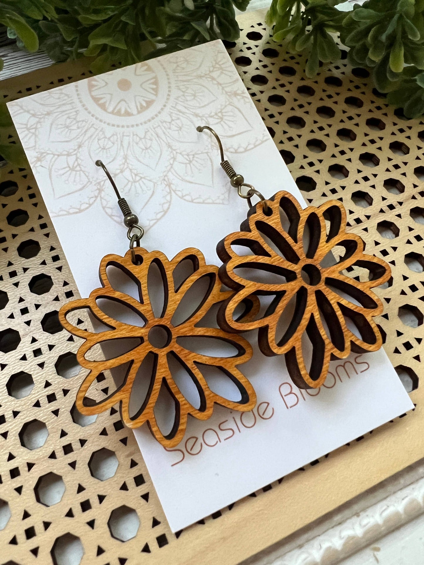 Wooden Earrings - Flower