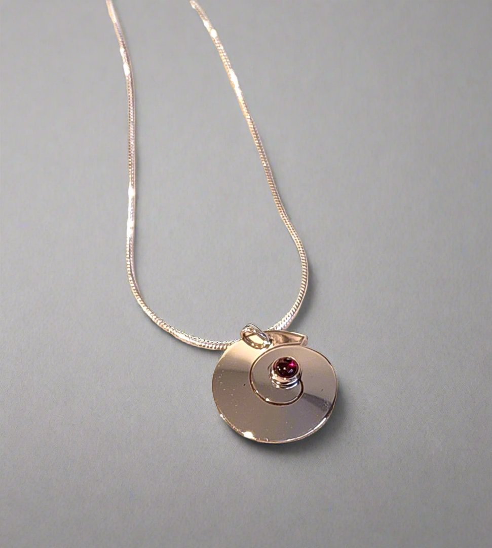 Swirl Necklace w/ Garnet