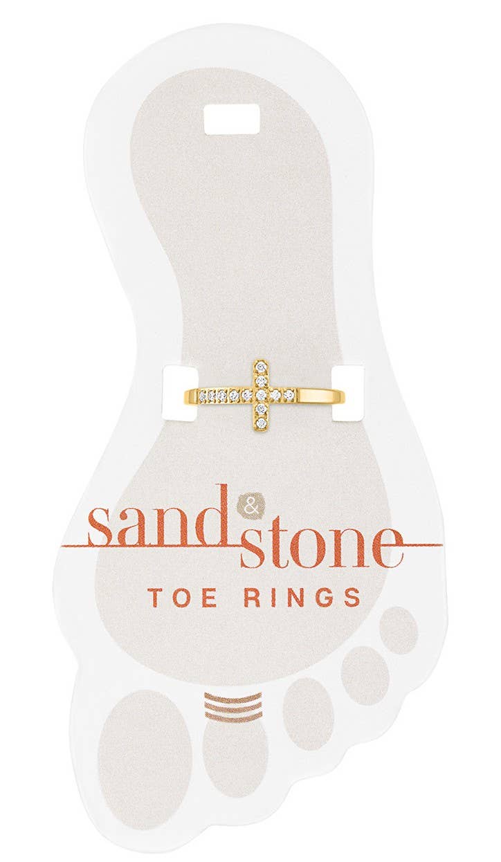 Sand & Stone: Gold CZ Cross Toe Ring