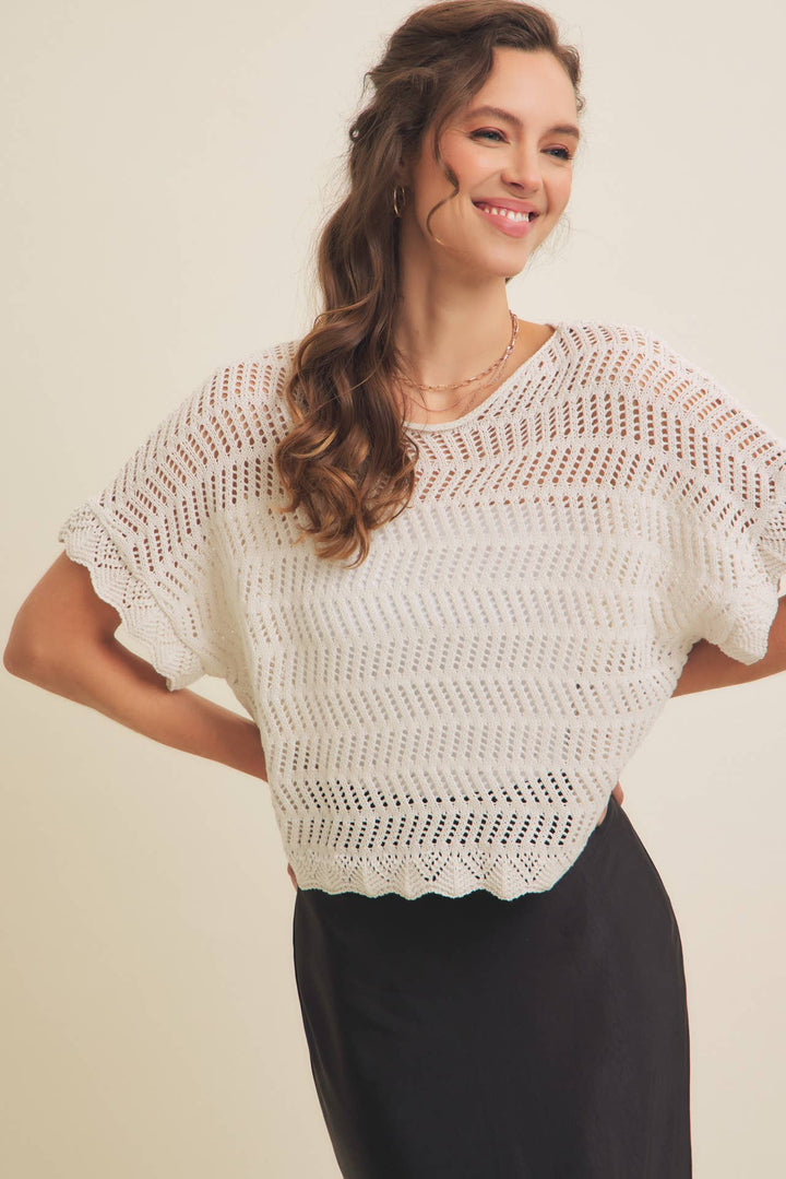 Crochet Sweater w/ Scallop Edge